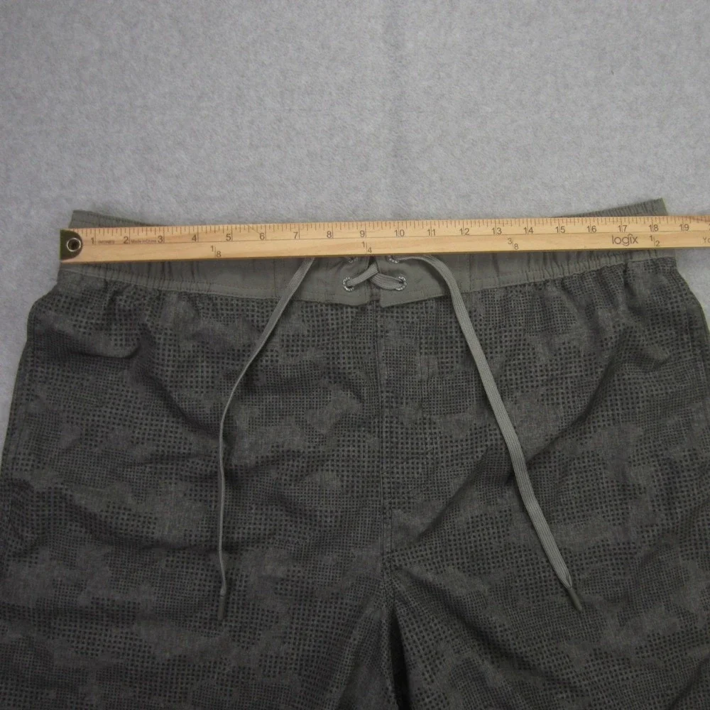 Gerry Mens 37 Swim Trunks Gray Camo AOP Hybrid Lined Boardshorts Built In Brief